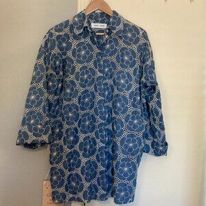 Samsoe oversized Jimea button-down denim embroidered top, sz. XS/S